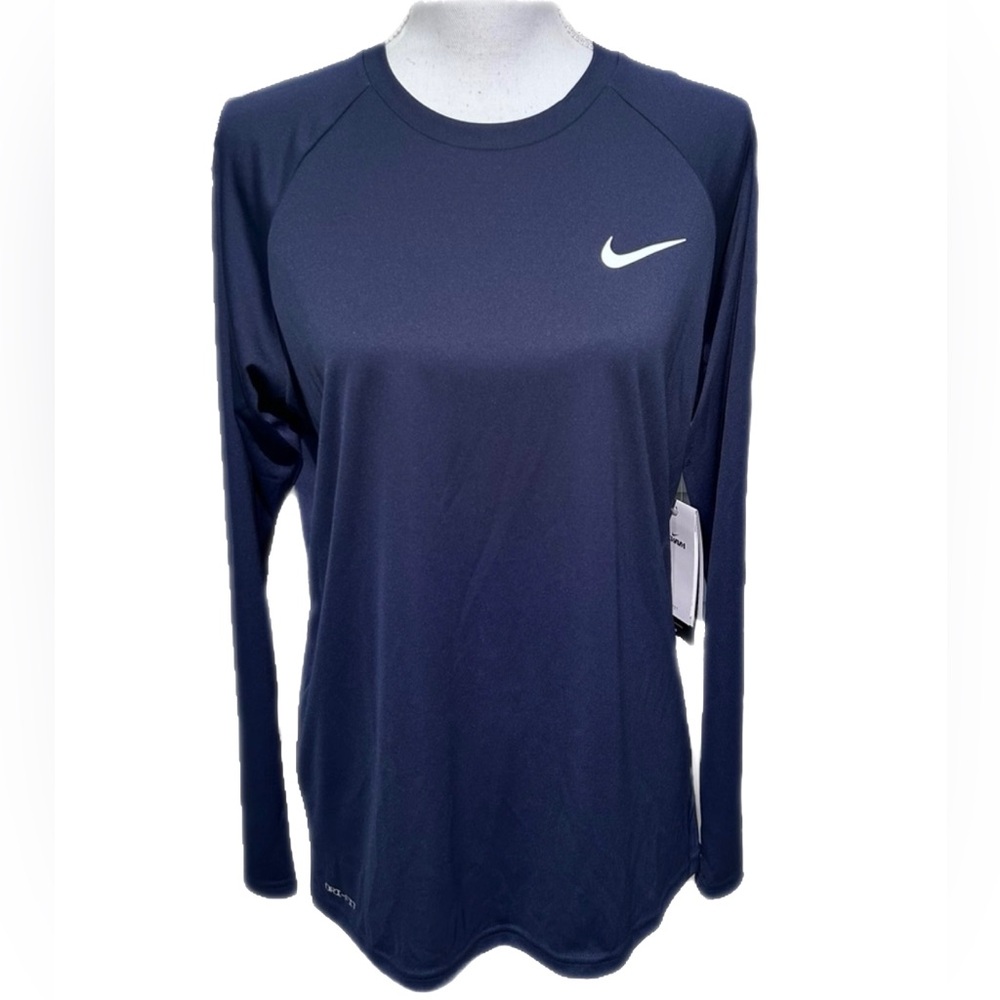 NWT Nike Long-Sleeve Hydroguard Shirt Sun Protection Outdoor Athletic Small Navy